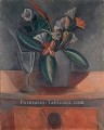 Vase de fleurs verre de vin et cuillère 1908 cubiste Pablo Picasso
